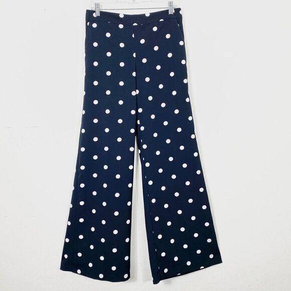 New York & Co Navy & White Polka Dot Flare Pants - Picture 1 of 8